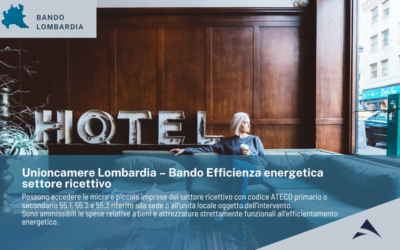 Unioncamere Lombardia – Bando Efficienza energetica settore  ricettivo