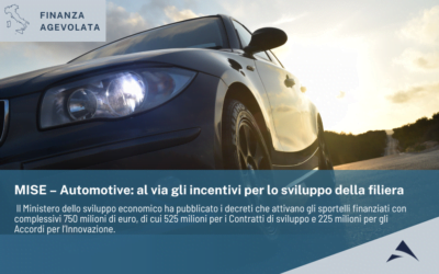 MISE – Automotive: al via gli incentivi per lo sviluppo della filiera