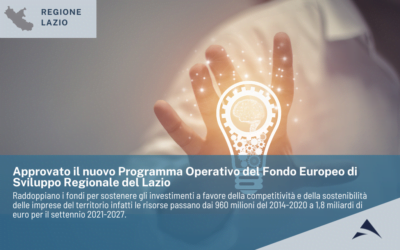 Approvato il nuovo POR – FESR 2021 – 2027 della Regione Lazio